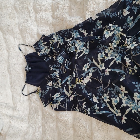 Lulus Belong to You Navy Blue Floral Print Sleeveless Summer Mini Dress M - Picture 4 of 9